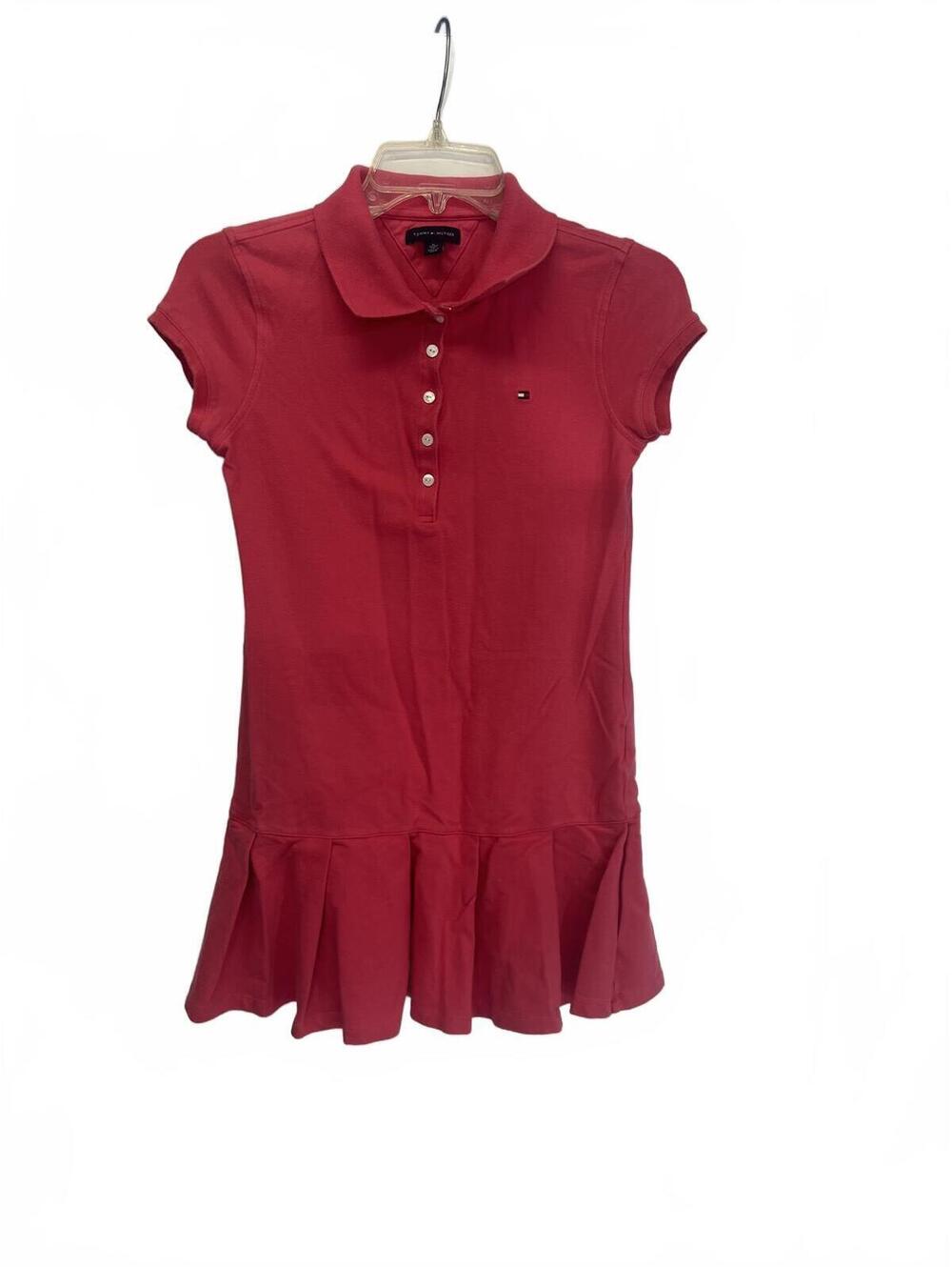 Tommy Hilfiger Polo Tennis Dress with Ruffle Hem School Uniform Coral Girls XL